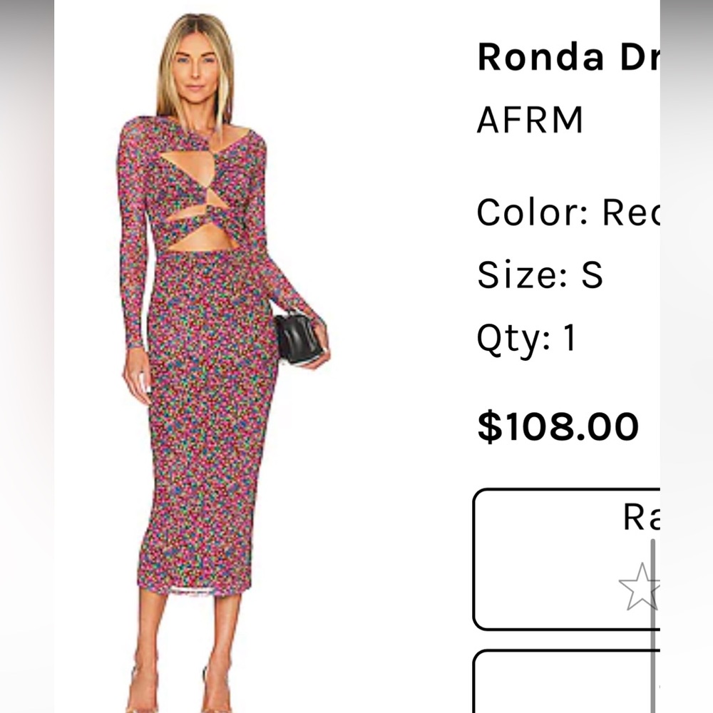 *NEW PICTURES* AFRM cutout long sleeve floral dress - NEW WITH TAGS / never worn